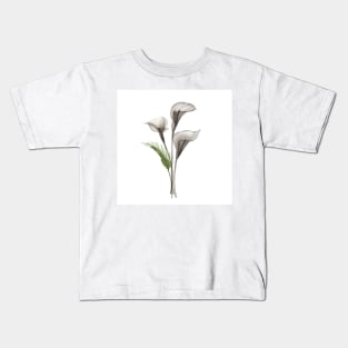 Xray Calla flowers. Tropical translucent watercolor flowers and leaves print Kids T-Shirt